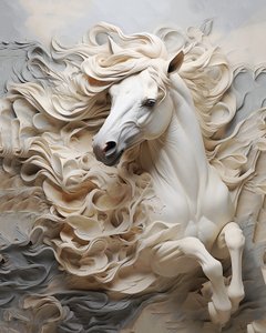 抽象的な馬のルネッサンス絵画、ミケランジェロ・ブオナローティ風、モダンな部屋の装飾、ウォールアートプリント 作： F. Abderrahim
