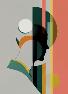 抽象的なミニマリストの男性の肖像画、美しい色、ウォールアートプリント 作： F. Abderrahim