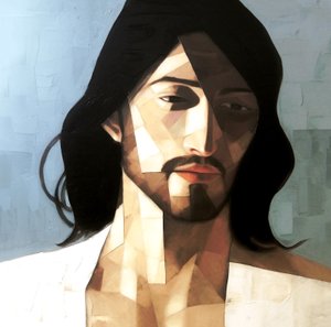 イエス・キリストの抽象的なミニマリストの肖像画 販売, 壁アート｜キャンバスプリント 作： F. Abderrahim