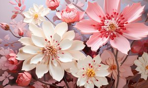 ピンクと黒の花の抽象画、花の壁掛けアートプリント オンライン 作： F. Abderrahim
