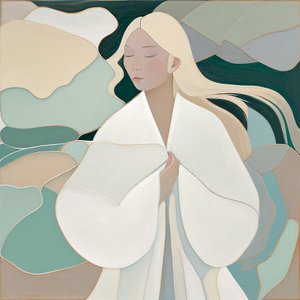 美しいブロンドの女性の肖像画 キャンバス、壁掛けプリント オンデマンド
