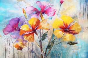 美しい花の背景、AIはオイルの花の芸術の絵画を生成した