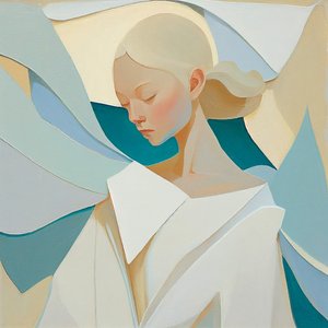金髪の女性の肖像画、有名な絵画からインスパイアされた、ウォールアート・プリント