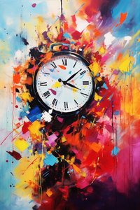 クラシックな壁掛け時計、キャンバスに描かれた時代を超越した絵画、ファインアート・プリント・オンデマンド 作： F. Abderrahim
