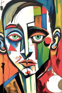 キャンバスに描かれた悲しい肖像画、ウォールアート｜キャンバスプリント 作： F. Abderrahim