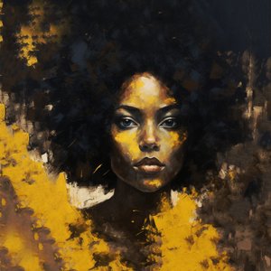 筆で描かれた黒人女性の肖像画、ホールとリビングルームの装飾