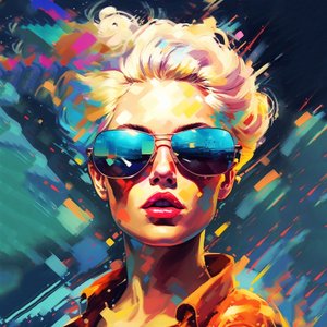 シンガー・サングラス ファッション, 抽象画, 壁掛けアート｜キャンバスプリント