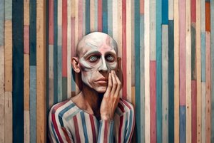 ジョルジョ・デ・キリコにインスパイアされた悲しい男のシュルレアリスム絵画、アートプリント 作： F. Abderrahim