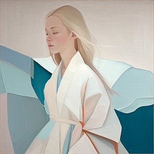 美しいブロンドの女性の肖像画, 抽象画, 壁掛けアートプリント