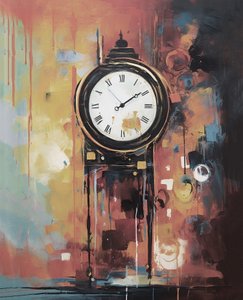 ヴィンテージ・クラシック壁掛け時計 絵画、キャンバスプリント オンデマンド 作： F. Abderrahim