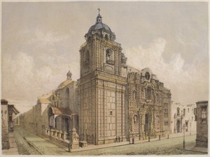 チャーチオブラメルセド、リマ、マリアーノの「Geografia del Peru」からのイラスト、フェリペパスソルダン（1821-86）プレートXXV、1863 作： F. Delamare