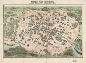 選択された建物を絵で示します。 鳥瞰図。 布に取り付けられたLCコピー。 米国議会図書館の Web サイトからラスター イメージとして入手することもできます 作： F.; Garnier Frères; Dufrénoy Dufour