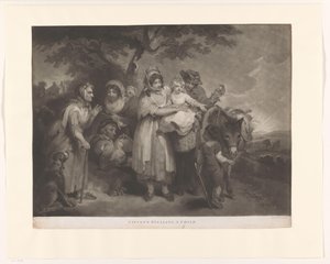ロバとローマのグループが子供を連れて行きます Gipsey