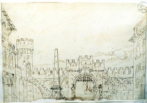 アントニオ・ヴィヴァルディが1763年にトリノで上演したオペラ「悲歌」の、F.ガリアーリによる舞台装置。ミラノのアカデミア・デッレ・ベレ・アルティにて。 作： Fabrizio Galliari