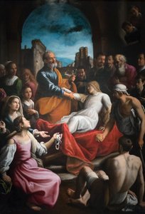 聖ペテロがタビサを復活させる 作： Fabrizio Santafede
