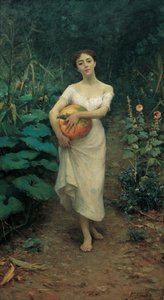 カボチャを運ぶ少女 作： Fausto Zonaro