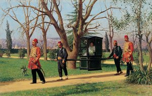 パラクインに乗るイギリス大使の娘 作： Fausto Zonaro