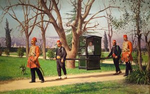 駕籠に乗った英国大使の娘 作： Fausto Zonaro