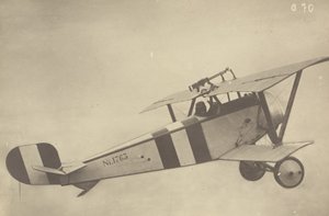 [空飛ぶニューポール17（飛行機）の横顔]。 作： Fedele Azari