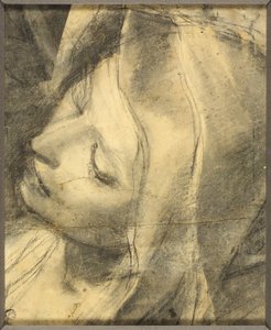 うっとりする聖母の頭部沈殿のための習作（レコット） 柱の基部（裏面） 作： Federico Barocci