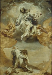 ロザリオを受け取る聖ドミニク・デ・グズマン、c1588 作： Federico Barocci