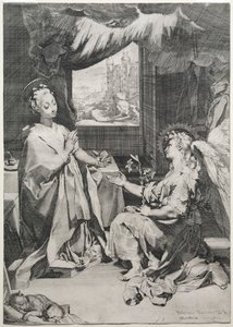 受胎告知、c。 1585。 作： Federico Barocci