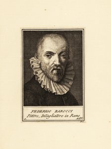 イタリア・ルネサンス期の画家・版画家、フェデリコ・バロッシ（1535年頃～1612年）の肖像 作： Federico Fiori (after) Barocci or Baroccio
