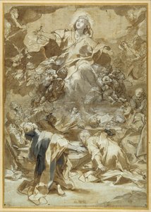 聖母被昇天」（ペン＆ブラウンインク、ブラウン＆グレーウォッシュ 作： Federico Fiori Barocci or Baroccio
