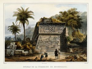 ソチカルコのピラミッドの遺跡、1839年？ 作： Federico Mialhe