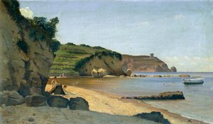 フェデリコ・ロサーノ（1835-1912）作「南のマリーナ」、油彩・キャンバス、34x59cm。