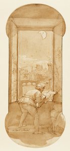 カラブレーゼの家で月光によるタデオの描画 作： Federico Zuccaro