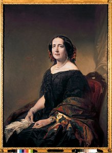 キューバの文学者、Gertrudis Gomez de Avellanedaの肖像。 作： Federico de Madrazo y Kuntz