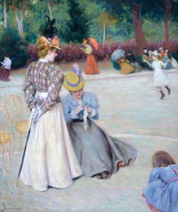 公園でのゲーム フェデリコ・ザンドメネギ（1841-1917）作 油彩・カンヴァス 55.5x45.5cm 作： Federigo Zandomeneghi
