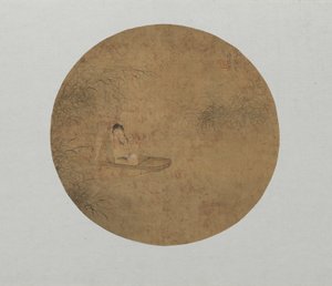 フルートを演奏するボートの女性 作： Fei Danxu
