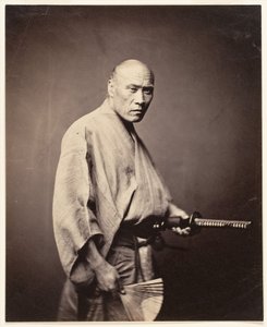 侍、横浜（1864-65）（アルブメンシルバープリント） 作： Felice (1825 c.1908) Beato