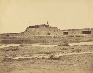 1860年8月21日、中国軍の退却を示すノースフォートの背面 作： Felice Beato