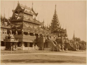 Hman Kyaungまたはガラスの修道院、ビルマ、c.1890（アルブメンプリント）