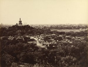 [北京の庭園と仏教寺院の眺め]。 作： Felice Beato