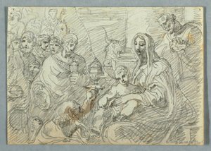 ロドヴィーコ・カラッチ後の東方三博士の書斎への崇拝 作： Felice Giani