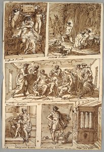 ラファエルの絵画とアルバーニ、フランシア、パルミジャニーノによるボローニャの絵画の後のデザイン。 モニュメント ヴァーソ: 解剖学的研究 作： Felice Giani