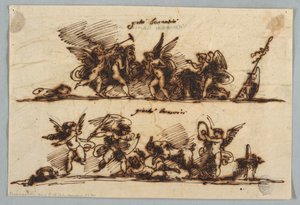 Putti を使用した 2 つのフリーズのデザイン 作： Felice Giani