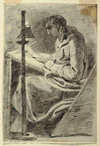 ドローイング、ランプの光で描く画家、1800-1820年 作： フェリーチェ・ジャンニ