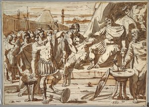 素描、カイアス・ムキウス・スカエヴォラとポルセーナ、1800-1820年 作： フェリーチェ・ジャンニ