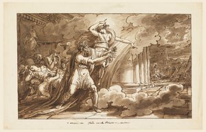 デッサン、イリスがプリアムを励まし、アキレスからヘクトルの遺体をねだる、1810-20年 作： フェリーチェ・ジャンニ