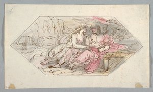 デッサン、懇願する女神（おそらくヴィーナス）を慰めるジュピター、1796-98年 作： フェリーチェ・ジャンニ