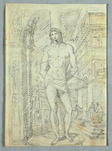 素描、女性と子供の頭部と手の研究、1810-20年 作： フェリーチェ・ジャンニ