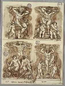 四つのヘルム、カラッチ後の習作 作： Felice Giani