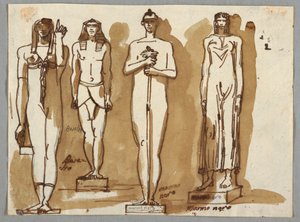 エジプト様式の 4 つの彫像 作： Felice Giani