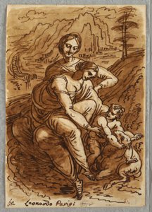 レオナルドの後、聖アンナと子羊とマドンナと子供 作： Felice Giani