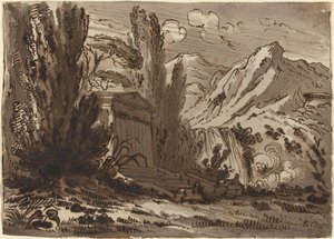 古典寺院のある山岳風景 作： Felice Giani